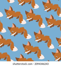 cute, vector cartoon characters seamless pattern isolated on blue background. Comcept for print, cards, textile