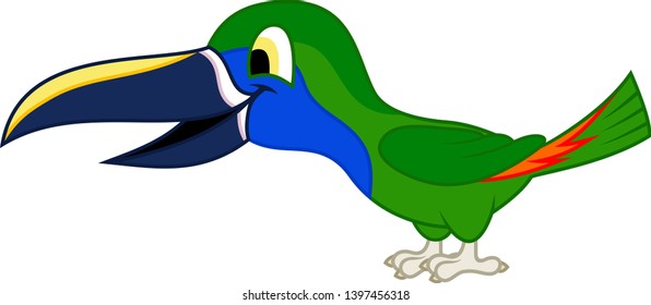 Cute Vector cartoon Crimson-rumped toucanet 