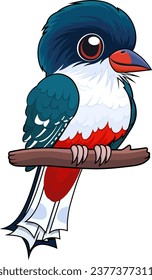 Cute Vector cartoon Cuban trogon 
 bird sticker
