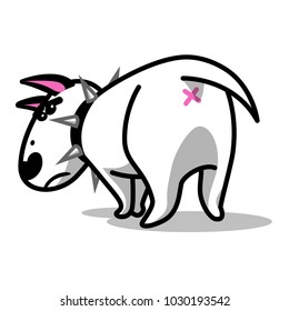 Cute vector cartoon dog. Angry white Bull Terrier