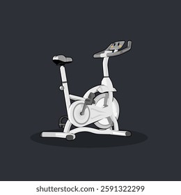 Cute vector cartoon fitness machine, white stationary bike or cardio bike, very modern and sophisticated
