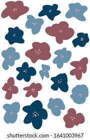 Cute vector cartoon flowers isolated on white background elements. Creative kids scandinavian hand-drawn illustration