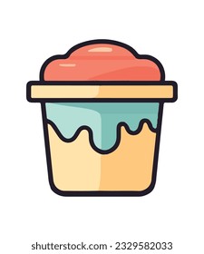 Icono de dibujos animados de vector circular aislado del icono del cupcake gourmet