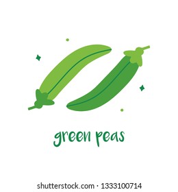 Cute vector cartoon illustraton of green peas isolated on white background.
