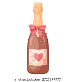 Um vetor bonito imagem de desenho animado de champanhe em homenagem ao Dia dos Namorados, 14 de fevereiro. Conceito de amor, romance e namoro. Elemento para seu design.