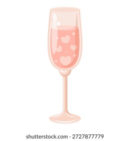 Um vetor bonito imagem de desenho animado de champanhe em homenagem ao Dia dos Namorados, 14 de fevereiro. Conceito de amor, romance e namoro. Elemento para seu design.