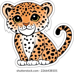 Cute Vector cartoon jaguar sticker