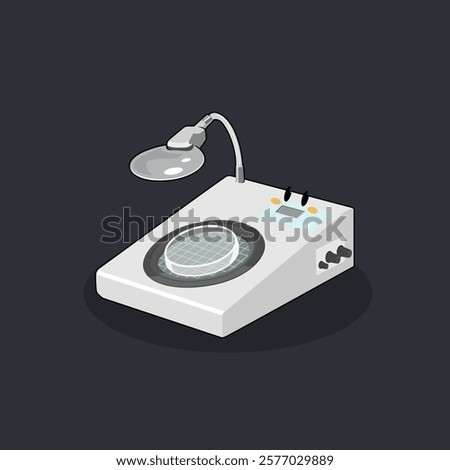 Cute vector cartoon laboratory equipment colony counter or tool for counting colonies of bacteria and microorganisms