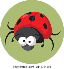 
Cute Vector Cartoon Ladybug Insect Character Design. Beautiful little insect feeling carefree and smiling
