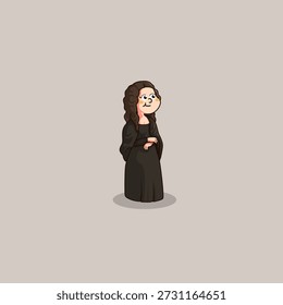 Cute vector cartoon of Mona Lisa by Leonardo da Vinci