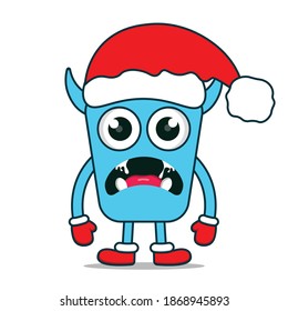 cute vector cartoon monsters Christmas. Design for print, decoration, t-shirt, illustration, or sticker mascot kawaii