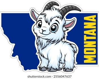 Cute Vector cartoon Montana sticker with Mountain goat