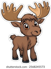 Cute Vector cartoon moose sticker