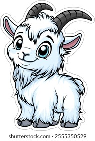 Cute Vector cartoon Mountain goat sticker 