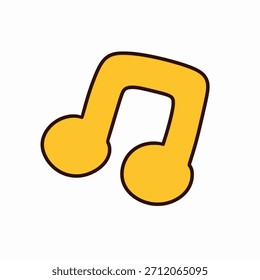 Icono de nota musical de dibujos animados de Vector lindo aislado sobre fondo blanco