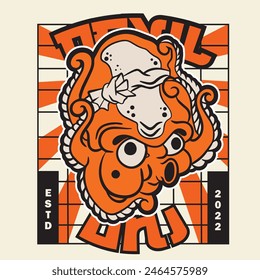 Vector lindo ilustración de pulpo de dibujos animados