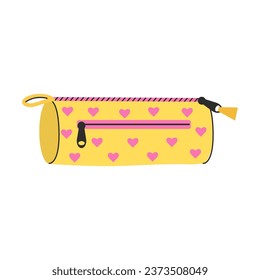 Cute vector cartoon pencil case for stationery isolated on a white background.