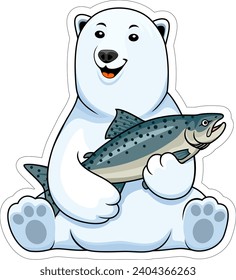 Cute Vector cartoon polar bear sticker