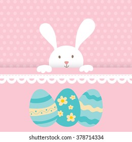 Cute vector cartoon rabbit with Easter egg.