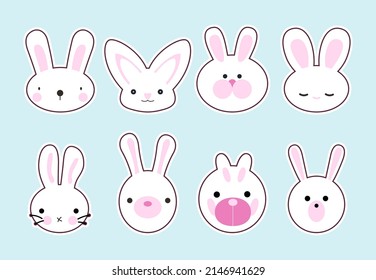 Juego de etiquetas de los conejos de dibujos animados Cute Vector