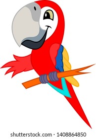Cute Vector cartoon red scarlet Macaw ara parrot