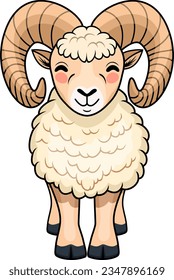 Cute Vector cartoon Rocky Mountain Bighorn Sheep sticker	