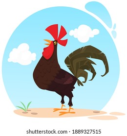 Cute Vector Cartoon Rooster Illustration Isolated Stock Vector (Royalty ...