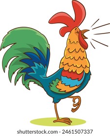 Cute vector cartoon Rooster isolated on white background