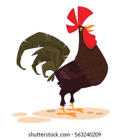 Cute vector cartoon Rooster isolated on white background