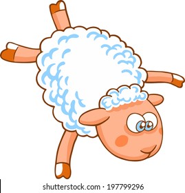 Cute vector cartoon sheep character isolated on white.