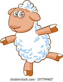Cute vector cartoon sheep character isolated on white.