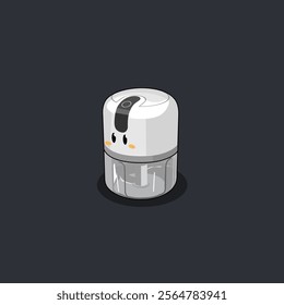 cute vector cartoon of a small white blender or chopper waiting to be used
