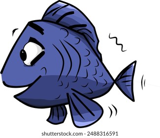 cute vector cartoon with smile fish caracter. transparent background