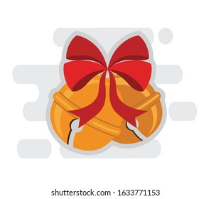 Cute vector cartoon style gold Christmas jingle bell ball