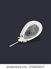 Cute vector cartoon of white correction tape erasing writing
