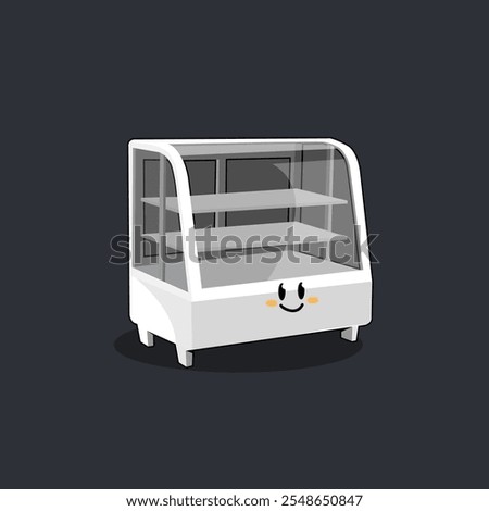 cute vector cartoon White Display Case Cabinet Cooler Bakery Display