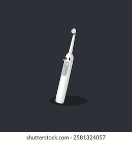 cute vector cartoon white electric toothbrush for dental health