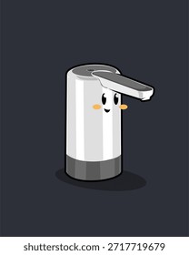 Cute vector cartoon of white electric water dispenser waiting for gallon