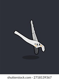 Caricatura linda del Vector del cortador blanco de la pipa o del cortador del tubo que quiere cortar un objeto