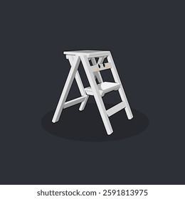 Cute vector cartoon white step stool or portable mini ladder is very cool and modern