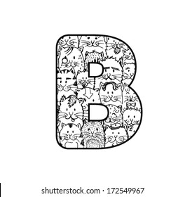  Cute vector cat alphabet - letter B