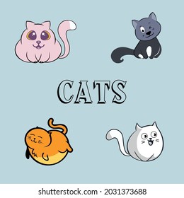 Cute vector cat cartoon logo template. pet logo set for pet shop