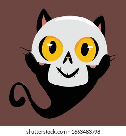 cute vector cat character with halloween theme