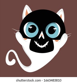 cute vector cat character with halloween theme