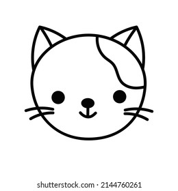 Cute vector cat doodle black and white illustration