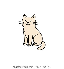 Icono lindo del garabato del gato del Vector. Icono de diseño de personaje de línea de fondo de mascota de animal de gato de dibujos animados.