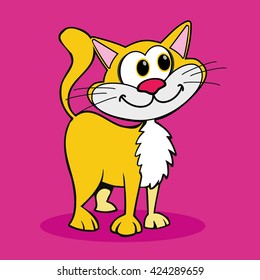Cute vector cat.  Vector illustration.