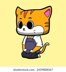 Cute Vector Cat Kendo Character