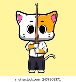 Cute Vector Cat Kendo Character