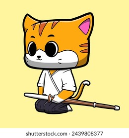 Cute Vector Cat Kendo Character